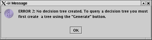 DECISION TREE ERROR MESSAGE WINDOW